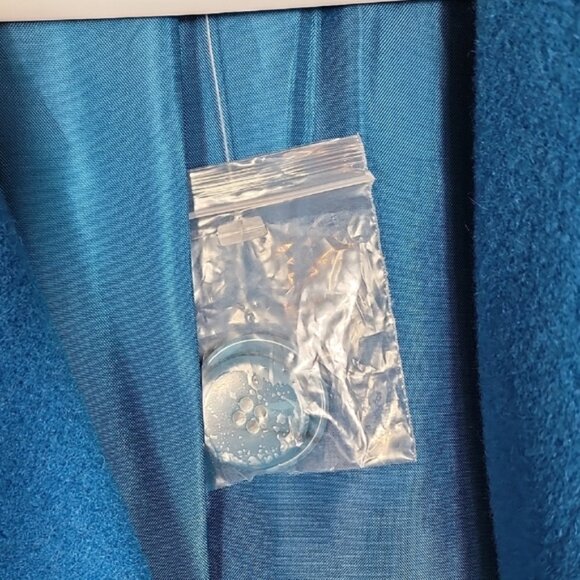 NWT MetroStyle Women Wool Trench Coat Size 12/M/L Teal Blue Button Up Pockets - Picture 7 of 14